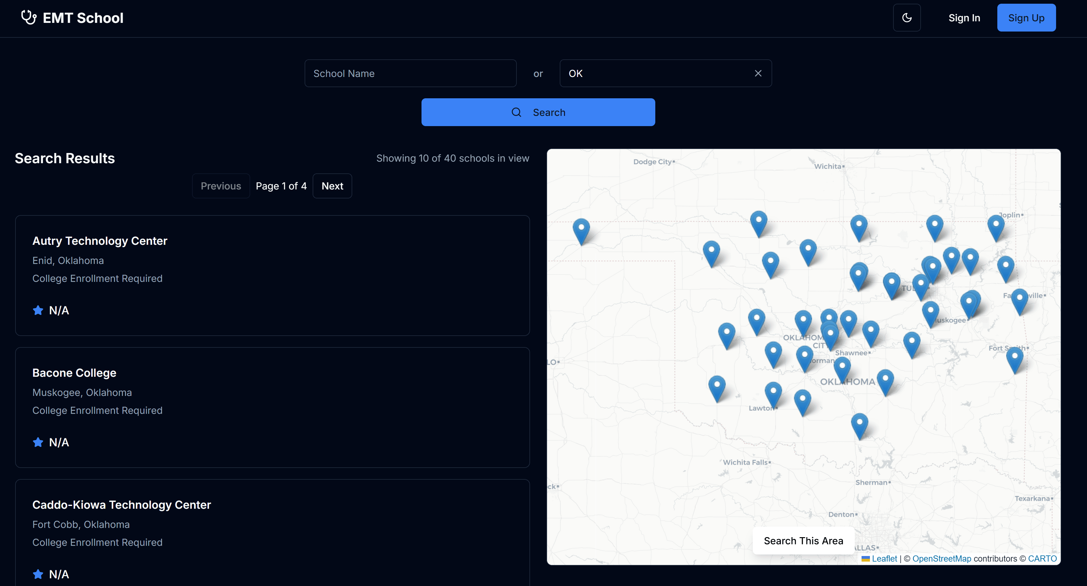 EMT School Review Platform - Screenshot 2